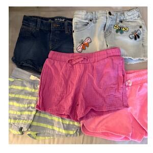 Cat & Jack jean pink pink purple stripe bundle shorts size 7/8